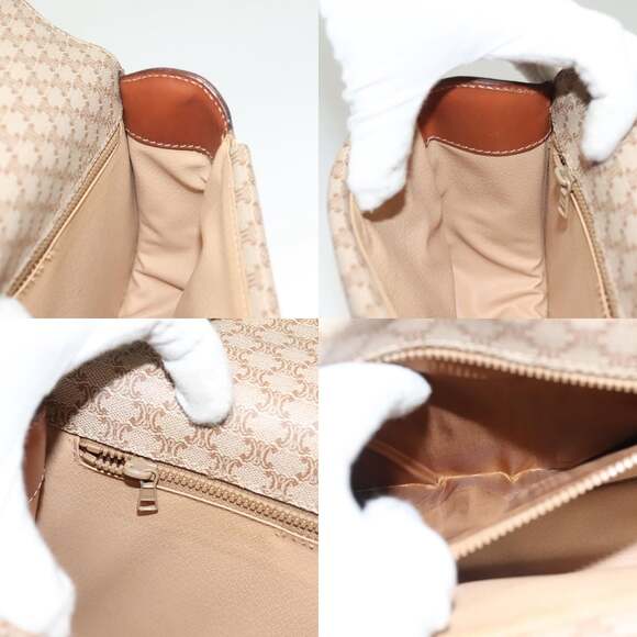 CELINE Macadam Canvas Hand Bag Pvc Beige Gold - Picture 12 of 13